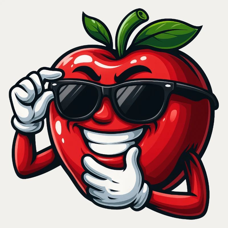 Cool cartoon tomato with sunglasses vegetable fun