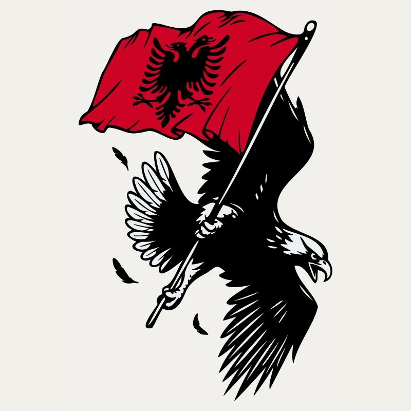 Aigle albanais avec drapeau