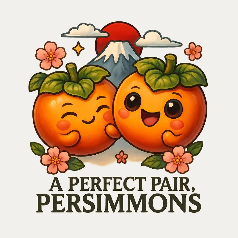 Japanisch Ein Perfektes Paar Kakis Mount Fuji