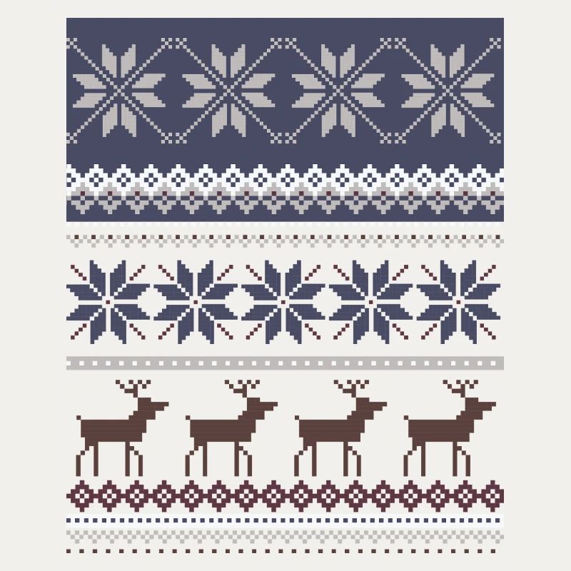 Winter Reindeer and Snowflakes Pattern