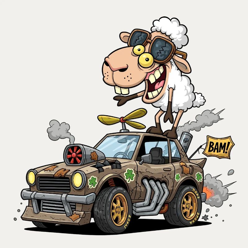 Whimsical Sheep Roaring 