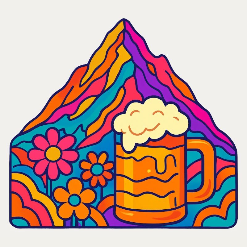 Lebendige Berglandschaft mit Bierglas
