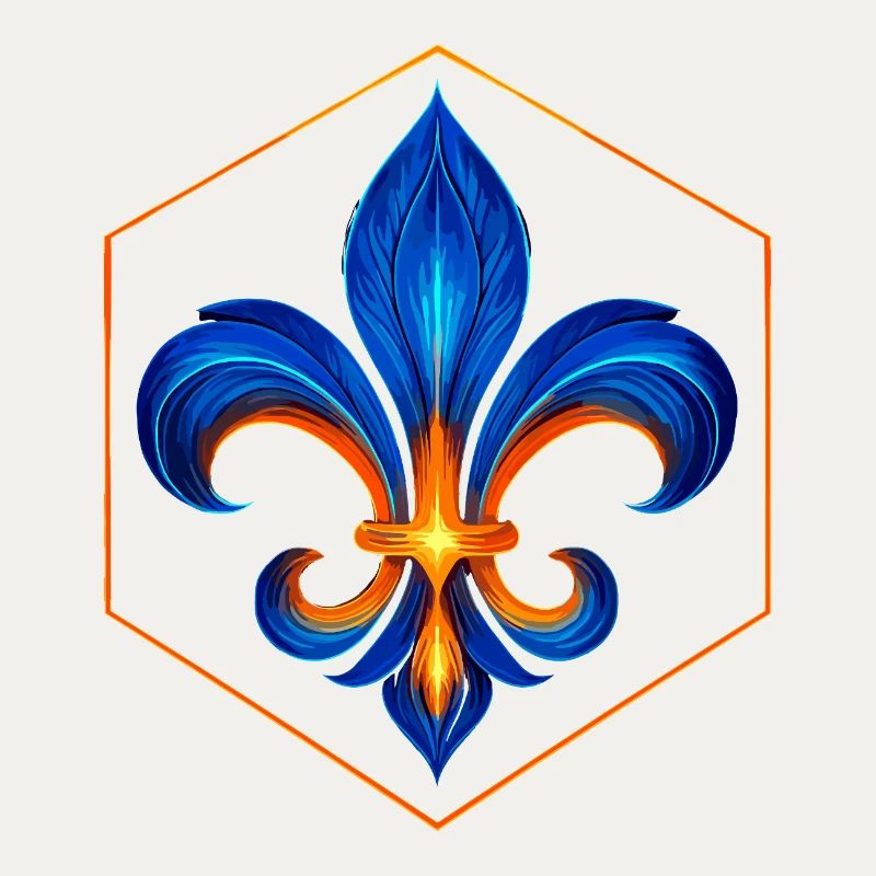 Fleur-de-Lys Flame Blue and Gold Glow