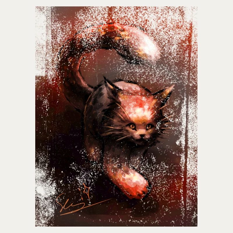 Schleichender Roter Luchs [Handgemalt]