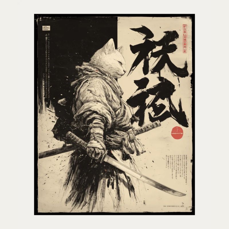 Samurai Katze, Japanischer Krieger & Kämpfer