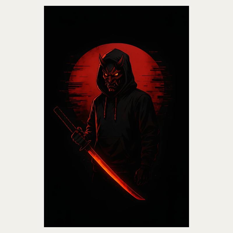 Dämon Maske Samurai Nacht Design