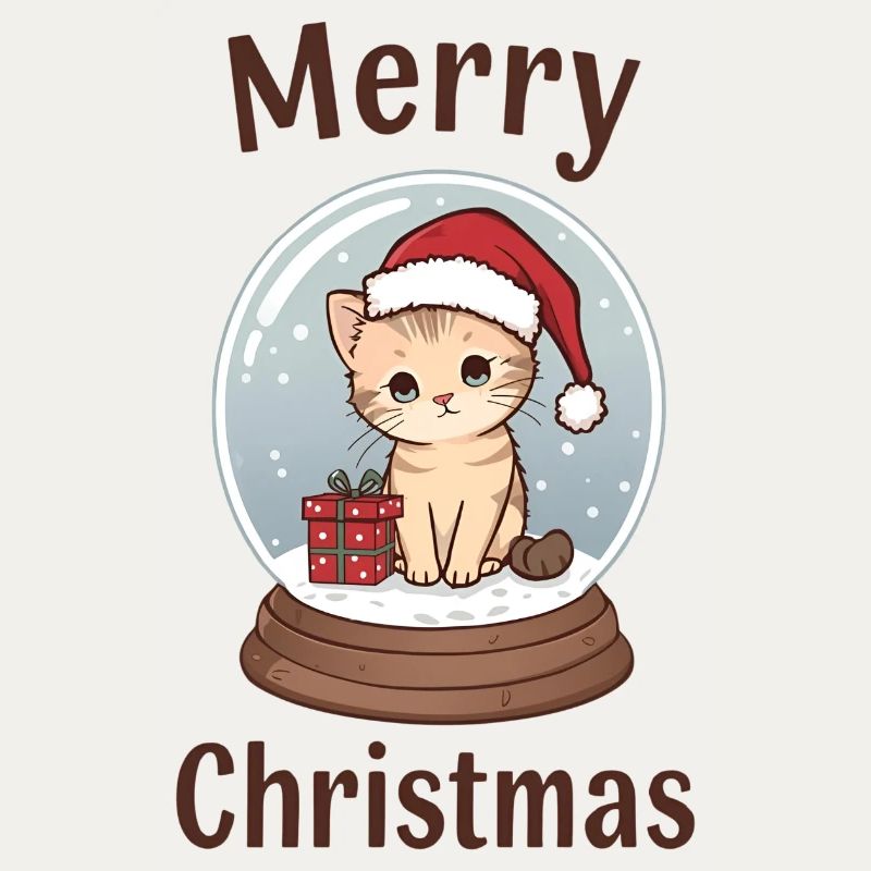 Boule à neige chat mignon – Joyeux Noël