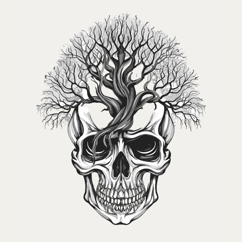 Forest Tree Skull Art Design