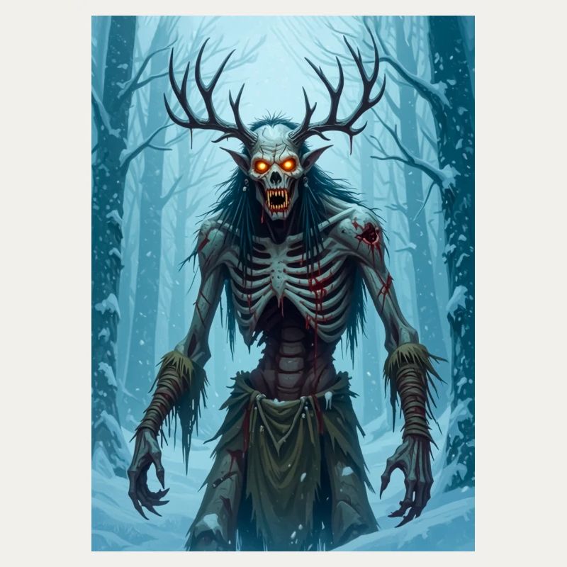 Wendigo, abgemagerter kannibalischer Dämon der Folklore