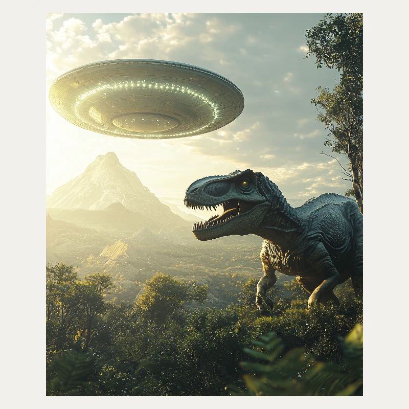 T-Rex Selfie mit UFO