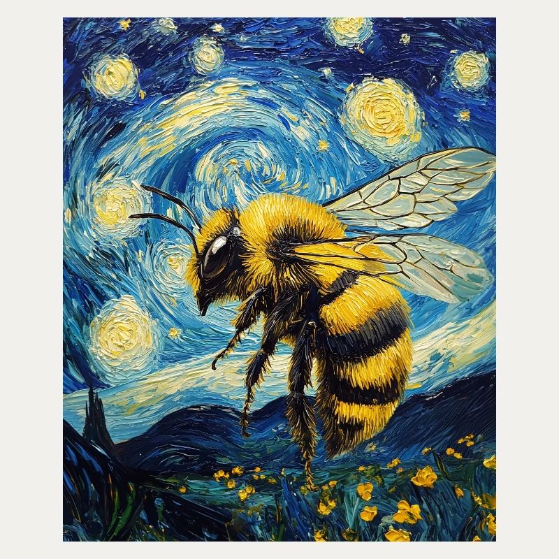 Bee Van Gogh Style Starry Night