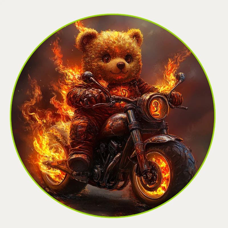 Feuriger Bärenmotorrad-Abenteuer