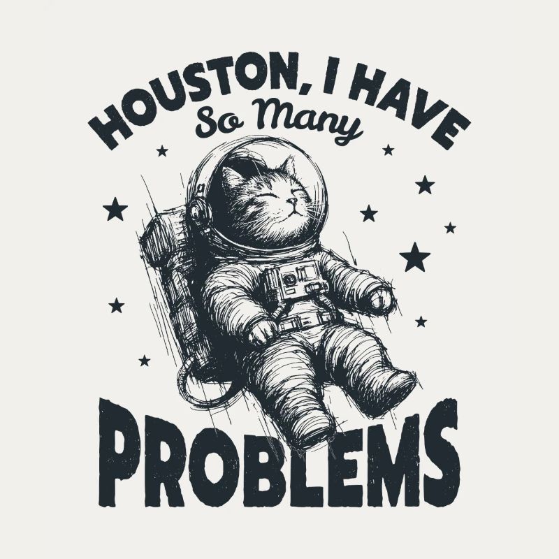  Houston I Have So Many Problems Funny Space Cat