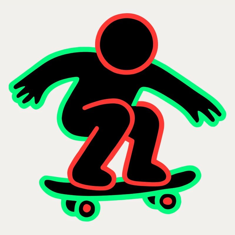 Dessin au trait de skateboarder néon