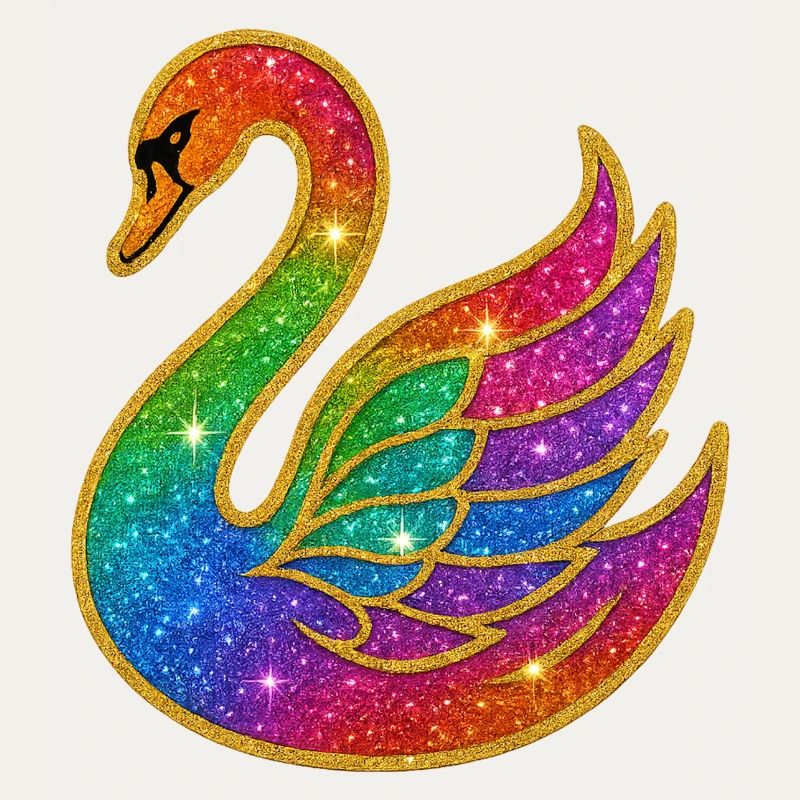 Regenbogen Glitzer Schwan Mutter