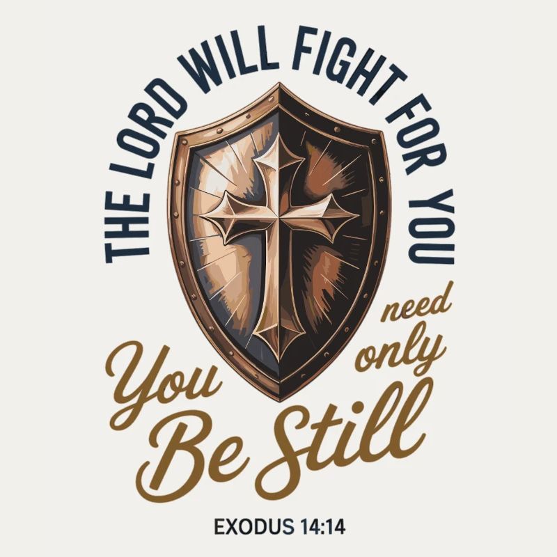 Bouclier et croix chrétienne Verset biblique Exode 14:14