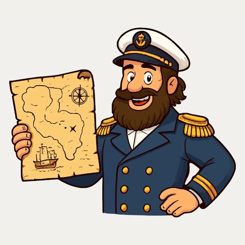 Captain Treasure Map Cartoon