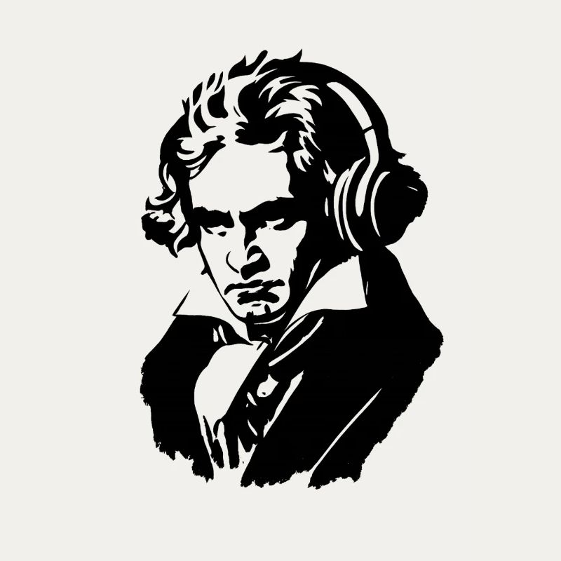 Ludwig van Beethoven mit Kopfhörern