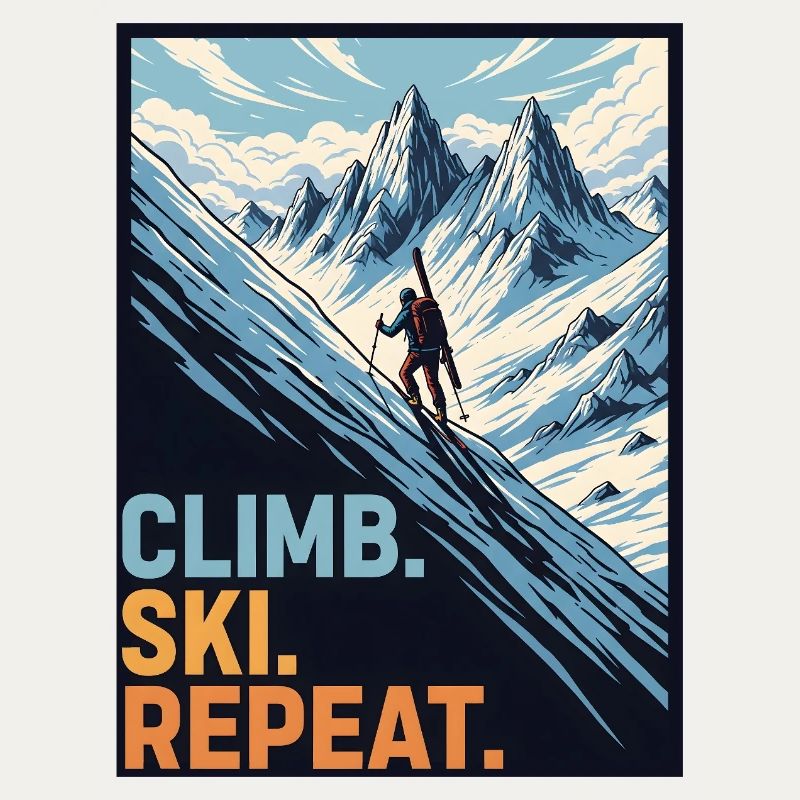 Ski Tour Alpiniste Montée Ski Répéter Devise