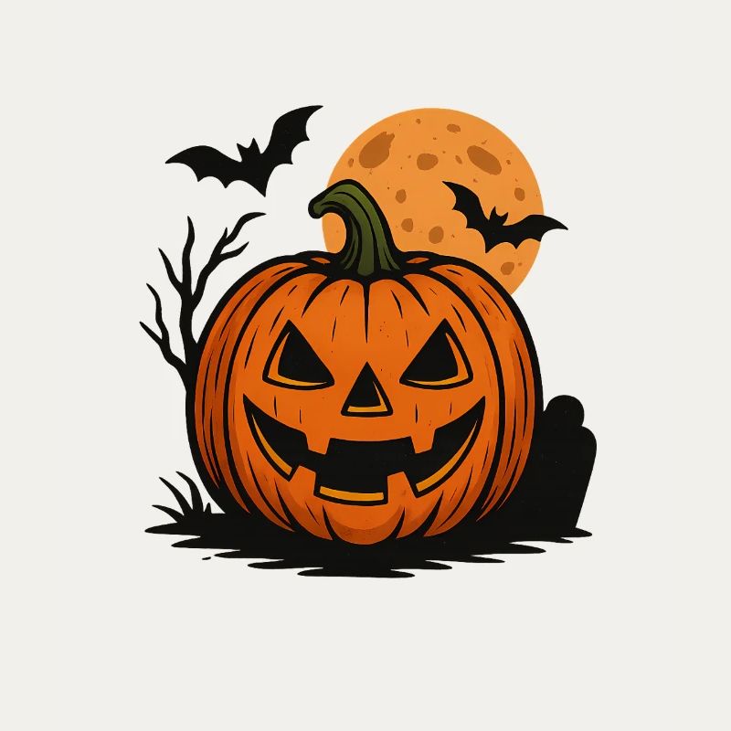Pumpkin Face Halloween Moonlit Night