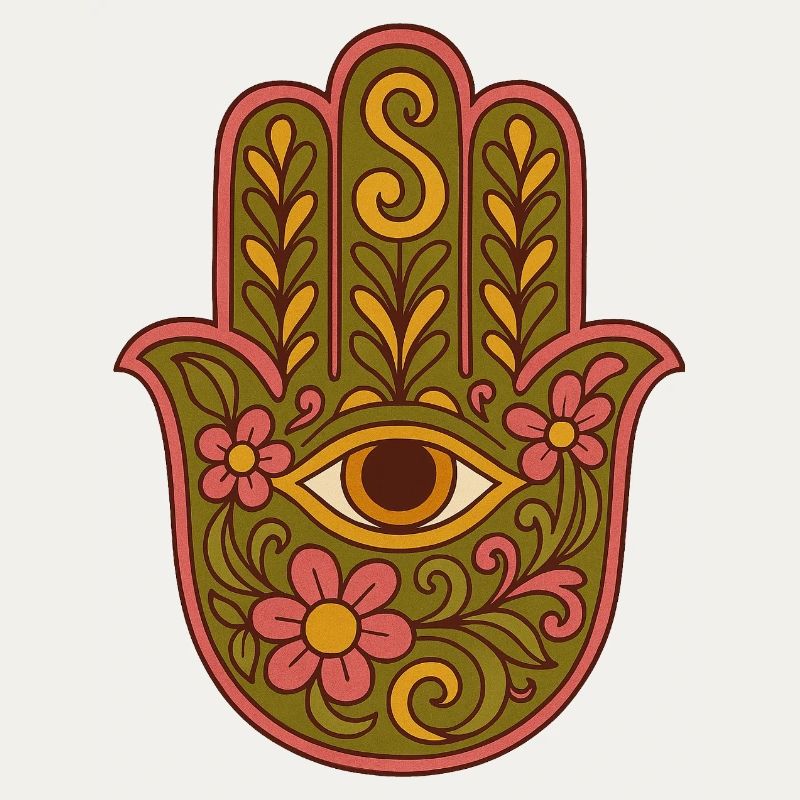 Hamsa oeil Floral Boho Artwork