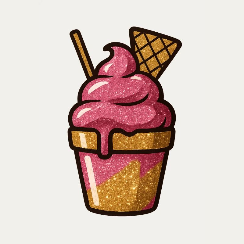 Pink Glitzer Eiscreme Becher