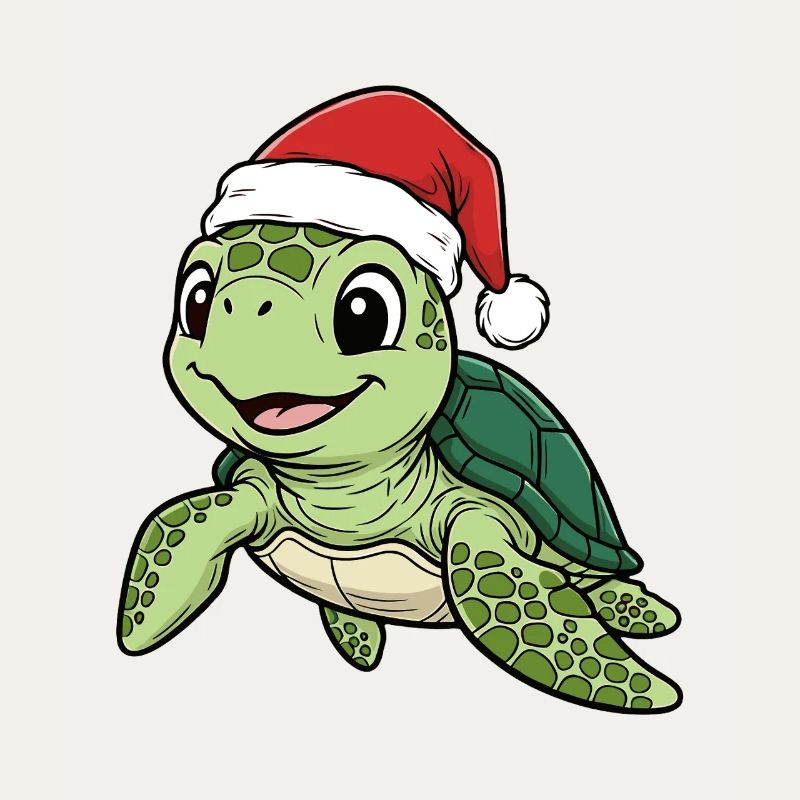 Turtle with Christmas hat