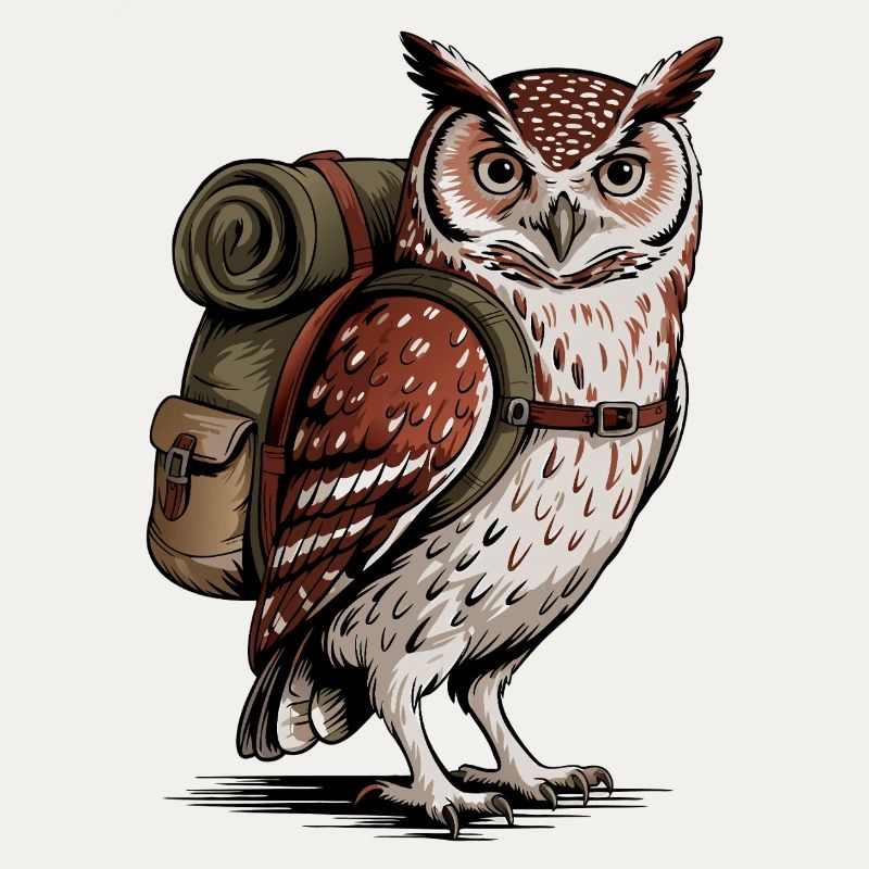 Wald-Eule mit Rucksack