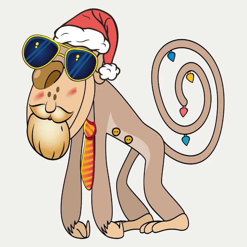 Weihnachtsaffe mit Sonnenbrille