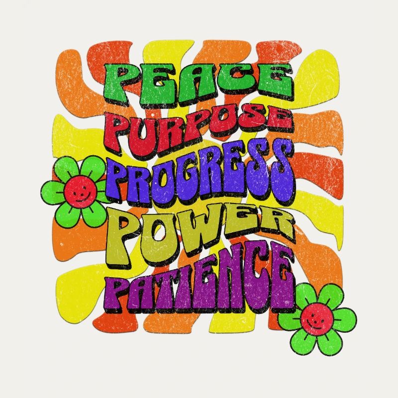 Paix Objectif Progrès Puissance Patience Rétro Design