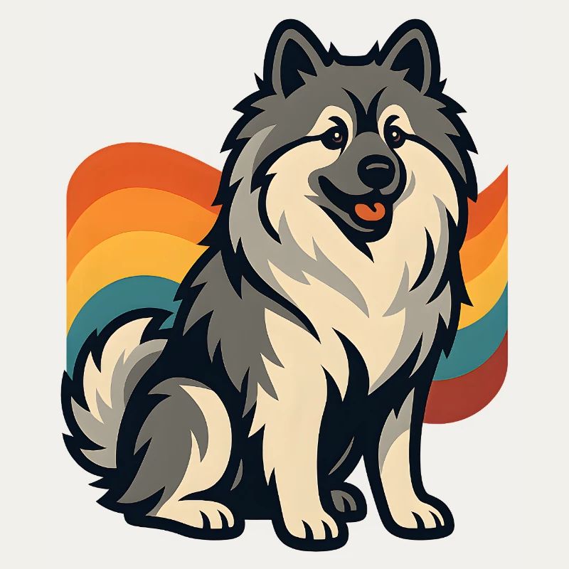 Deutscher Spitz Hund im Regenbogen Hintergrund