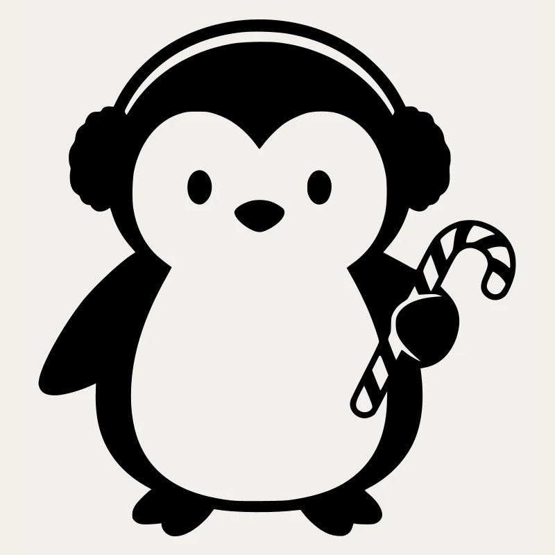 Cute Penguin with Candy Cane | Christmas