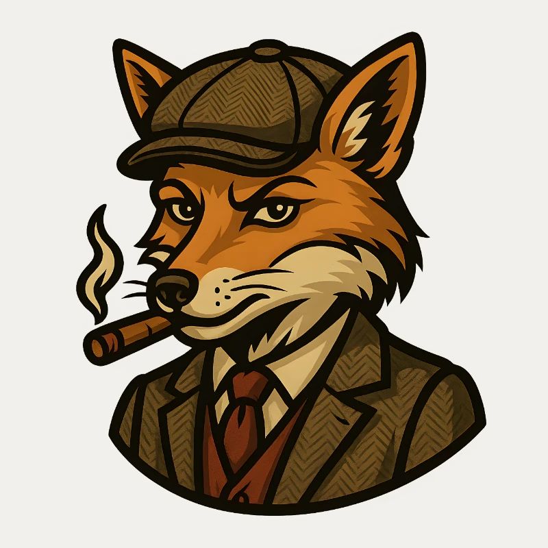 Fox with cigarettes - vintage style
