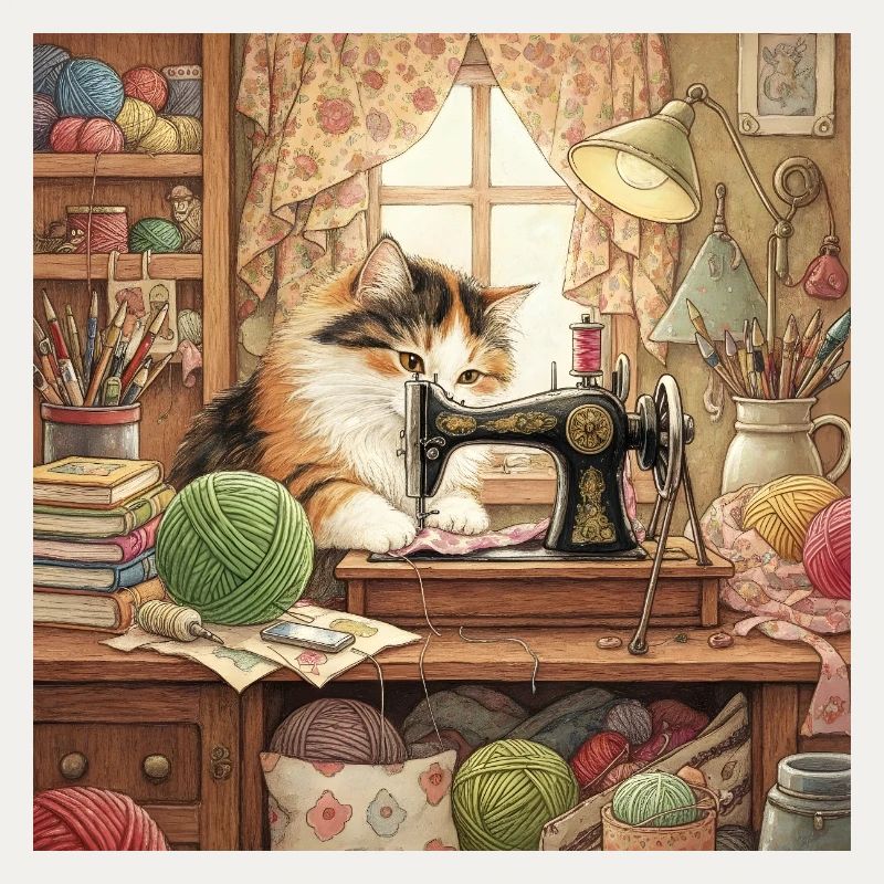 Cat Studio Sewing Machine Cuddling