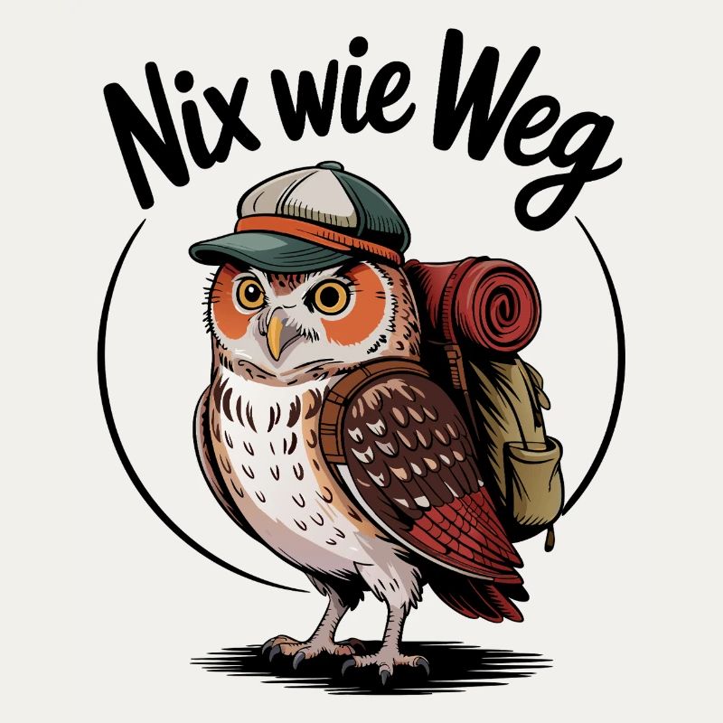 Waldwanderer Eule mit Rucksack