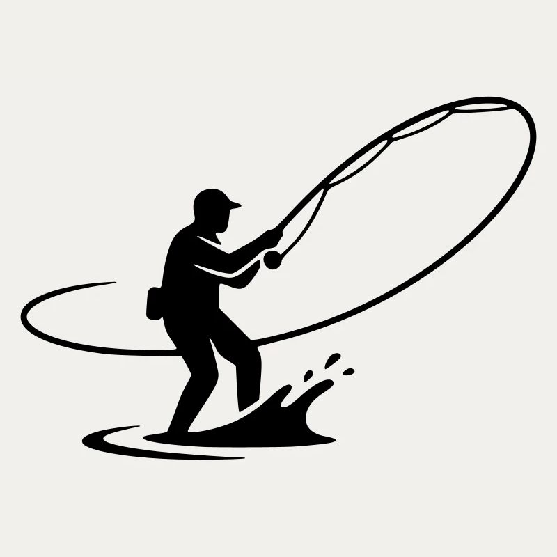 Dynamischer Angler Auswurf Rute Vektor