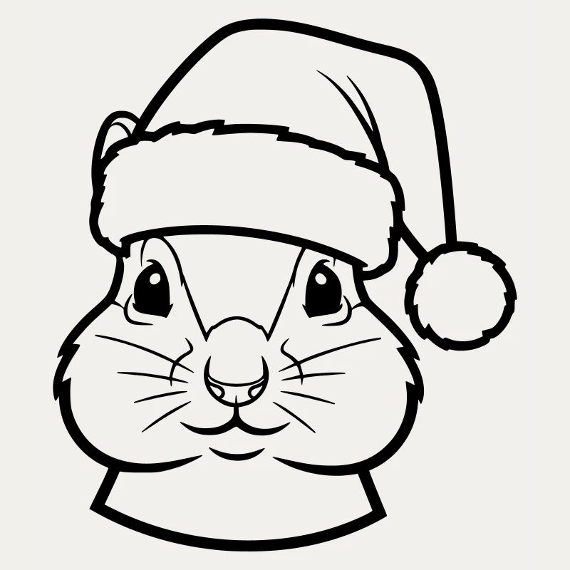Cute animal face with Christmas hat