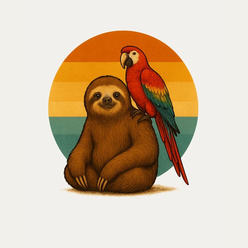 Faultier und Papagei