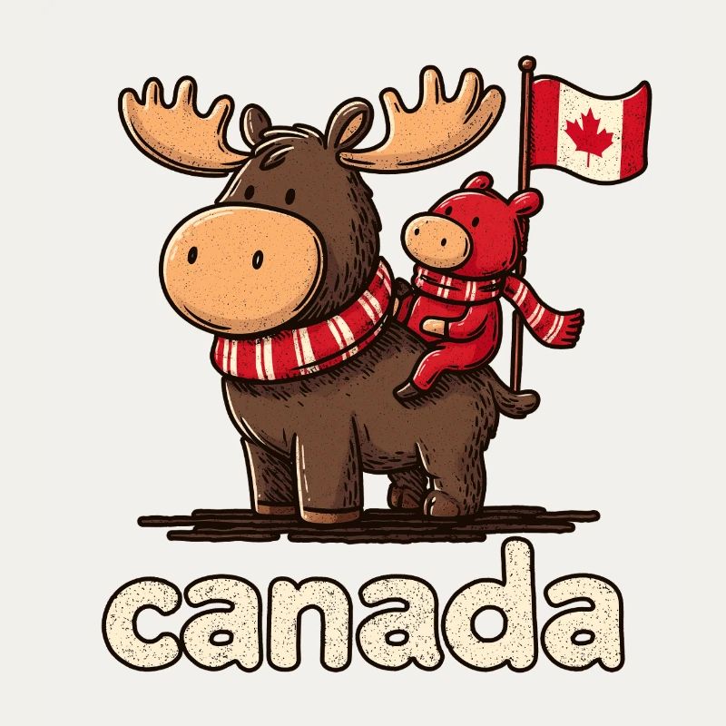 Mousse du Canada avec un petit compagnon