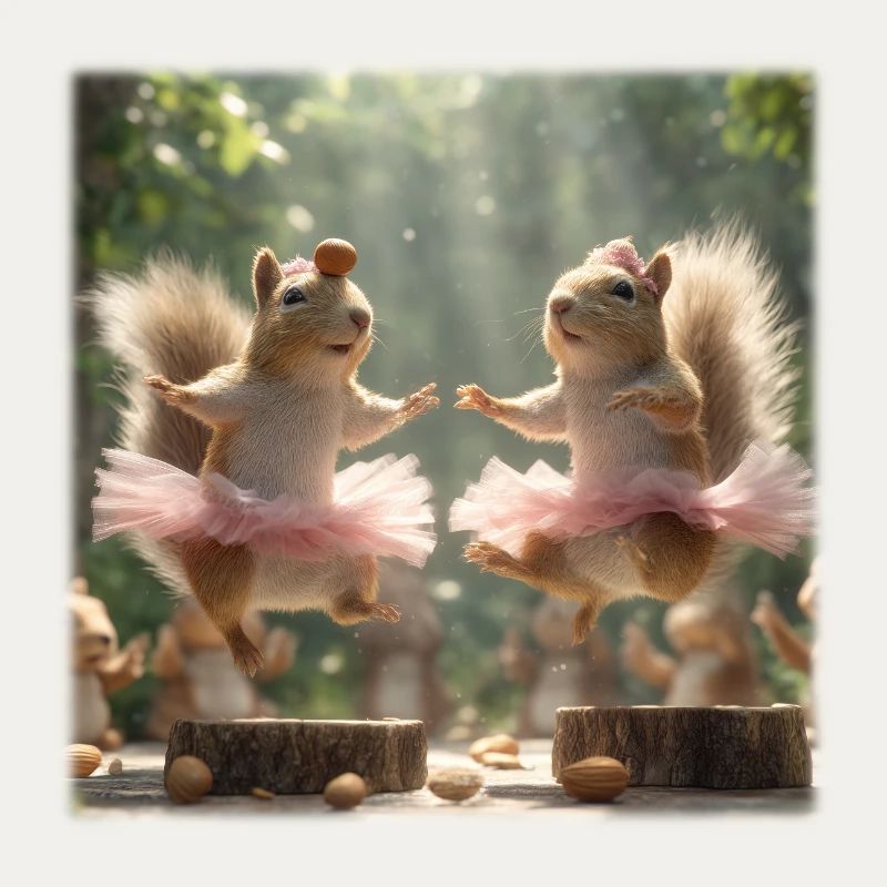 Ballett Eichhörnchen im Tutu mit Eicheln