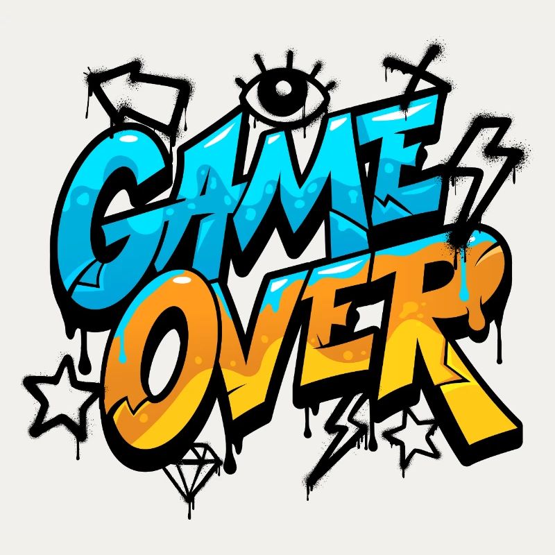 Game Over Graffiti Neon Gradient