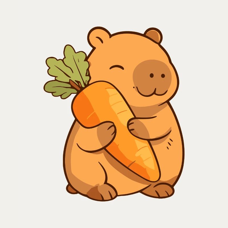 Capybara with carrot – relaxed & cute