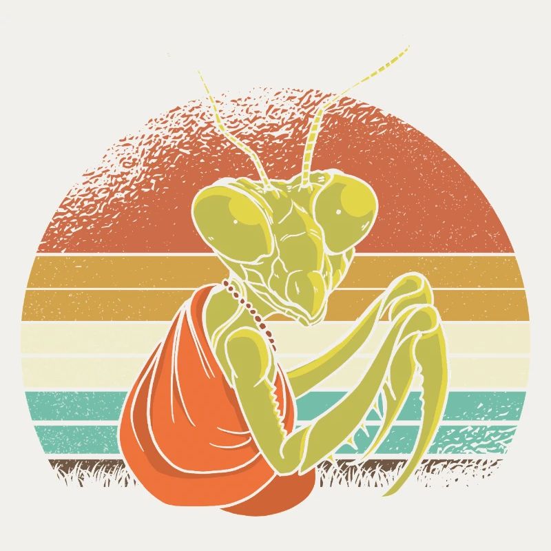 Mantis in retro sunset