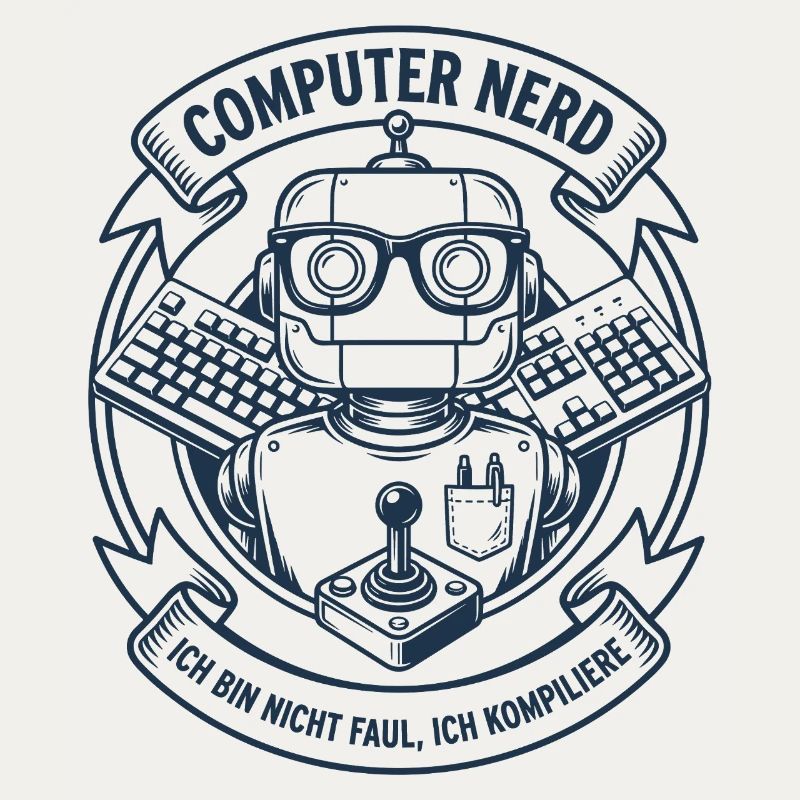 Computer Nerd Robot Logo