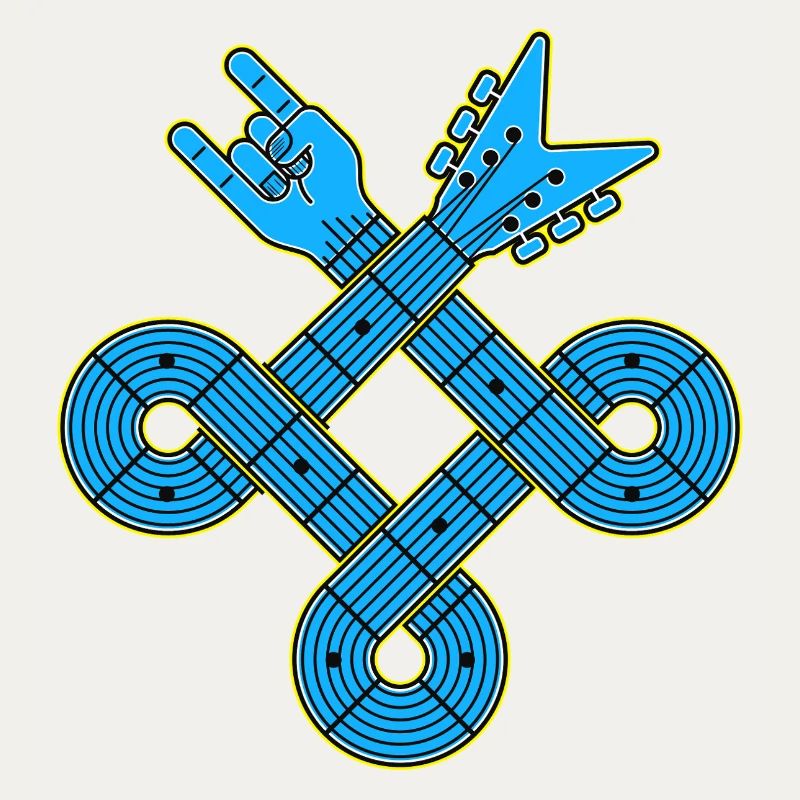 Neon Blue Guitar Knot Emblem