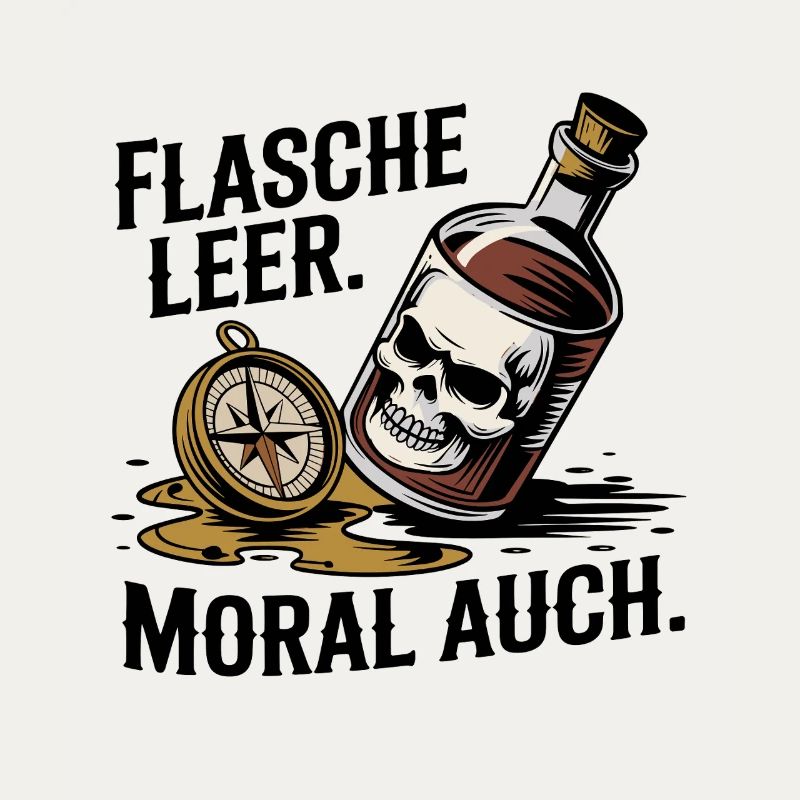 Bottle Empty Morale Also Skull Compass Alcohol