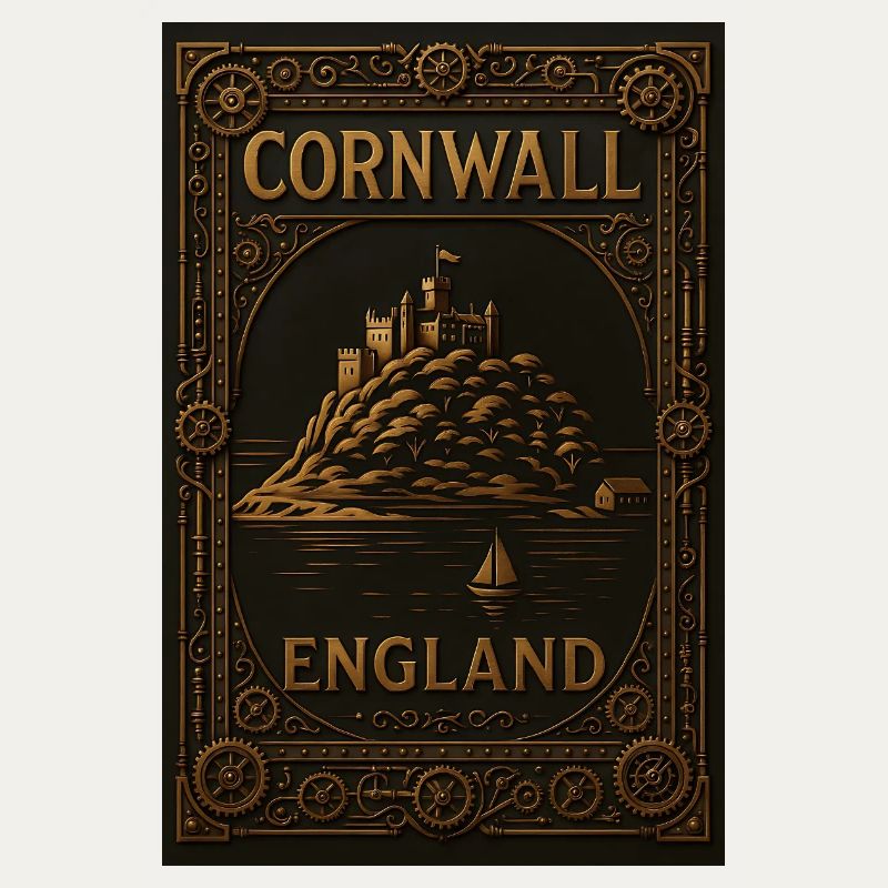 Cornwall Angleterre – Affiche de voyage Steampunk