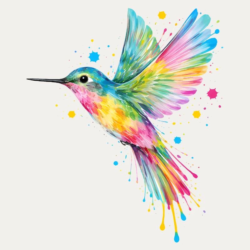 Farbenfroher Kolibri – Graffiti Vogelkunst