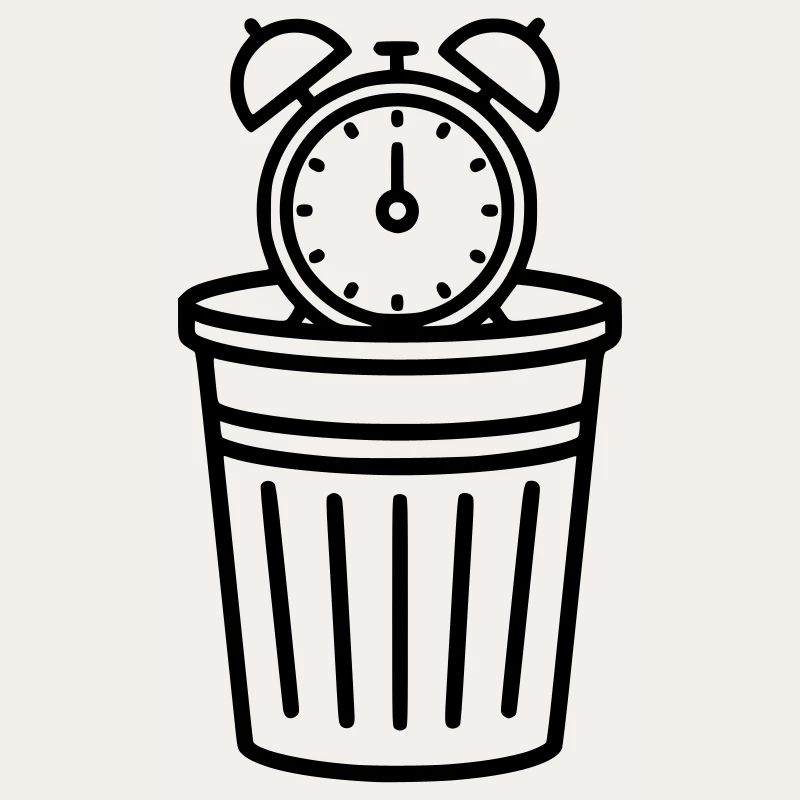 Alarm clock in the trash can time
