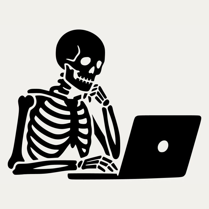 Skeleton on laptop computer